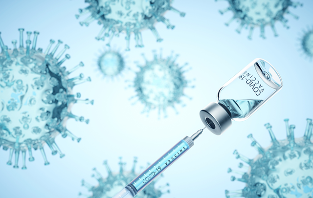 細胞の顕微鏡画像に注射器のシリンジをあわせたイメージ画像