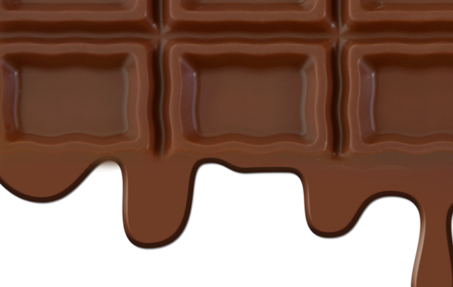 下方へどろっとして溶けたチョコレートの画像