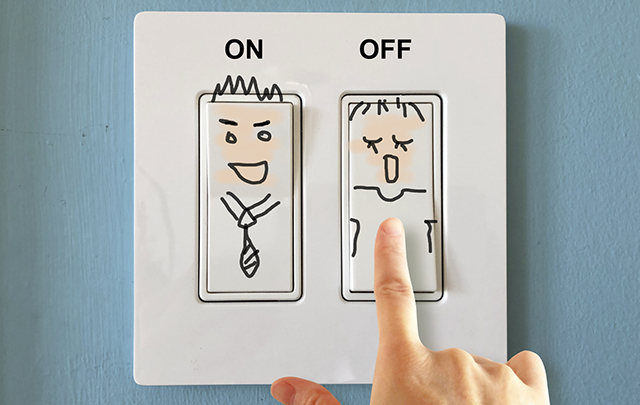 オンオフのスイッチをマンガのイラストで示したイメージ画像