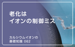 「カルシウムイオンの基礎知識」の第62話タイトル「老化はイオンの制御ミス」のアイキャッチ画像
